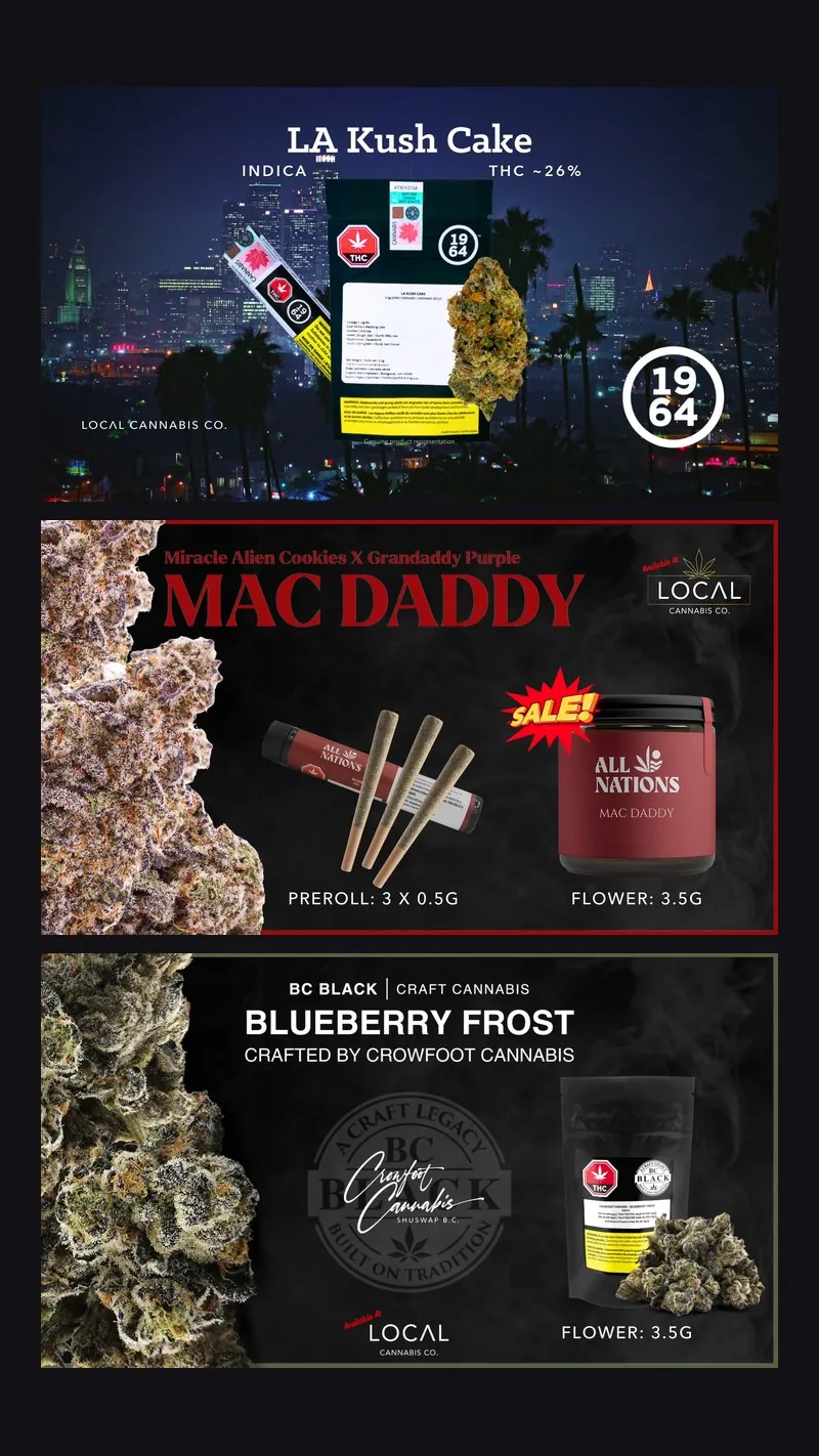 Three in-store display screens, each featuring a different supplier's product on the same template.