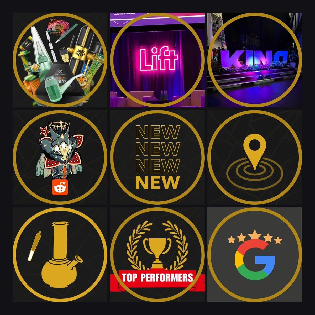 A set of Instagram highlight covers built from one template.